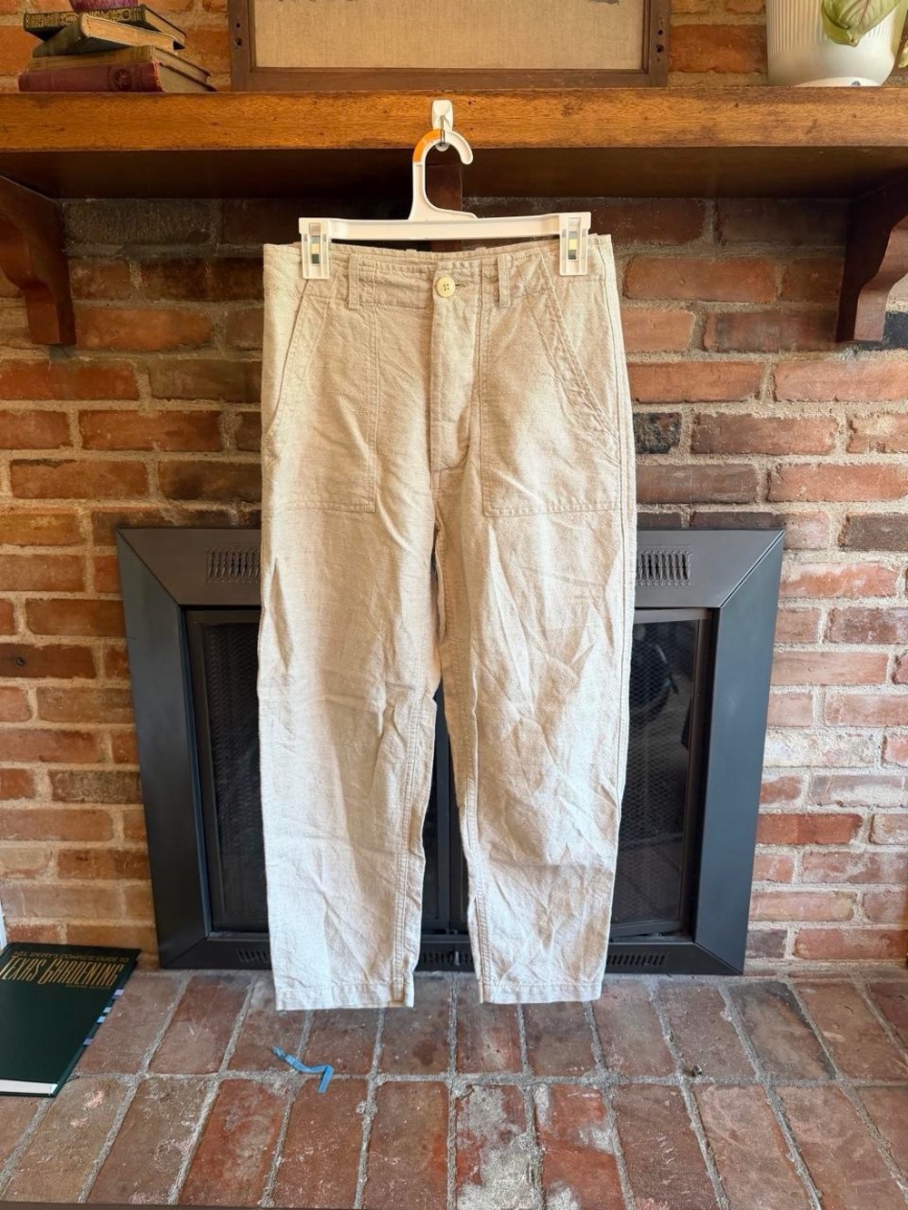 esby Light Beige Ankle-Length Cotton Pants